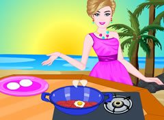 Barbie Preparando Pizza na Praia