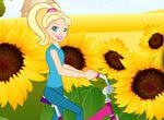 Jogos da polly: Polly de Bicicleta no Jardim Girassol