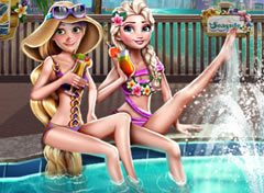 Elsa e Rapunzel Melhores Amigas na Piscina