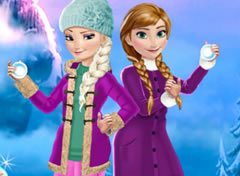 Frozen Elsa e Anna Brincando na Neve