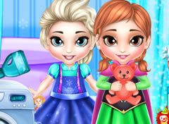 Frozen Elsa e Anna Lavando Brinquedos