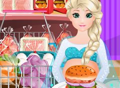 Frozen Elsa Gravida Preparando Hambúrguer