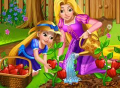 Rapunzel e sua Filha Cuidando do Jardim